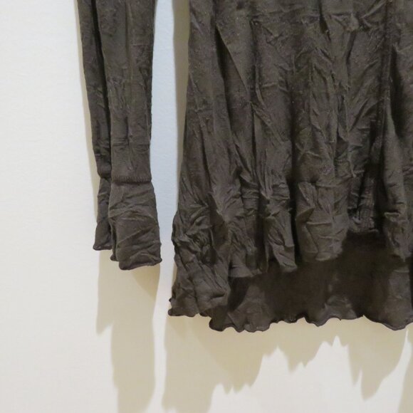 SNOSKINS Cowl Neck Crinkle Lagenlook Art To Wear Tunic Top in Chocolate Brown - Picture 3 of 14